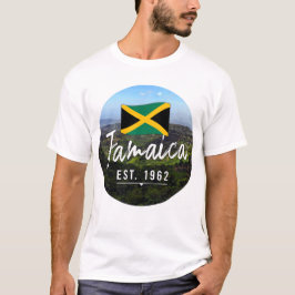 "Jamaica Est. 1962" Blå berg med flagga T Shirt