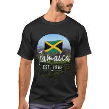 "Jamaica Est. 1962" Blå berg med flagga
