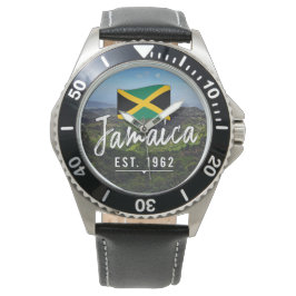"Jamaica Est. 1962" Blå bergen med flagga Armbandsur