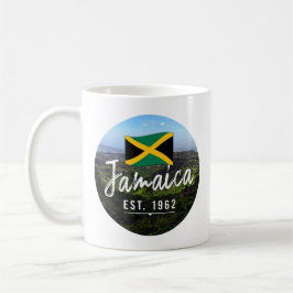 "Jamaica Est. 1962-tums blå berg med Flagga Kaffemugg