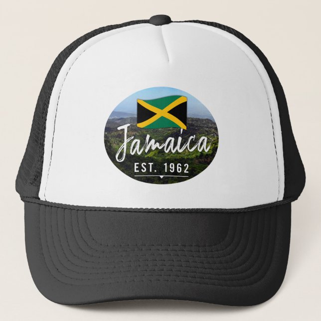 "Jamaica Est. 1962-tums blå berg med Flagga Keps (Framsida)