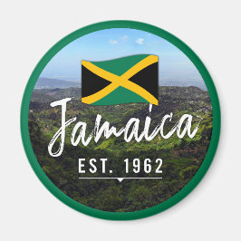 "Jamaica Est. 1962-tums blå berg med Flagga Magnet