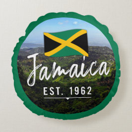 "Jamaica Est. 1962-tums blå berg med Flagga Rund Kudde