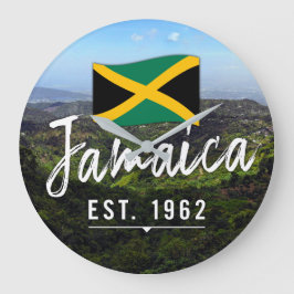 "Jamaica Est. 1962-tums blå berg med Flagga Stor Klocka