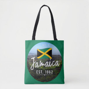 "Jamaica Est. 1962-tums blå berg med Flagga Tygkasse