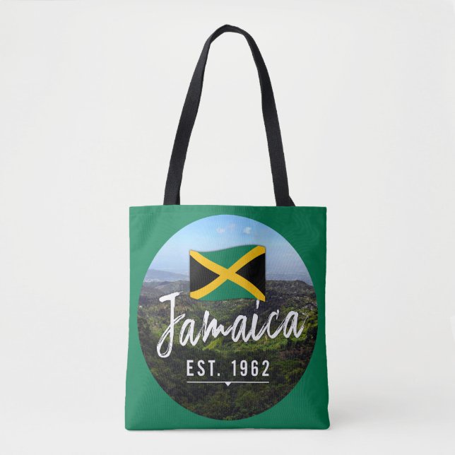 "Jamaica Est. 1962-tums blå berg med Flagga Tygkasse (Framsida)