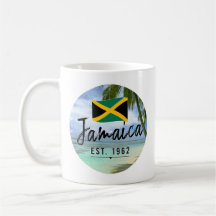 "Jamaica Est. 1962-tums persika med Jamaica Flagga