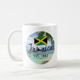 "Jamaica Est. 1962-tums persika med Jamaica Flagga Kaffemugg