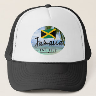 "Jamaica Est. 1962-tums persika med Jamaica Flagga Keps