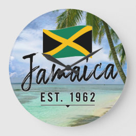 "Jamaica Est. 1962-tums persika med Jamaica Flagga Stor Klocka