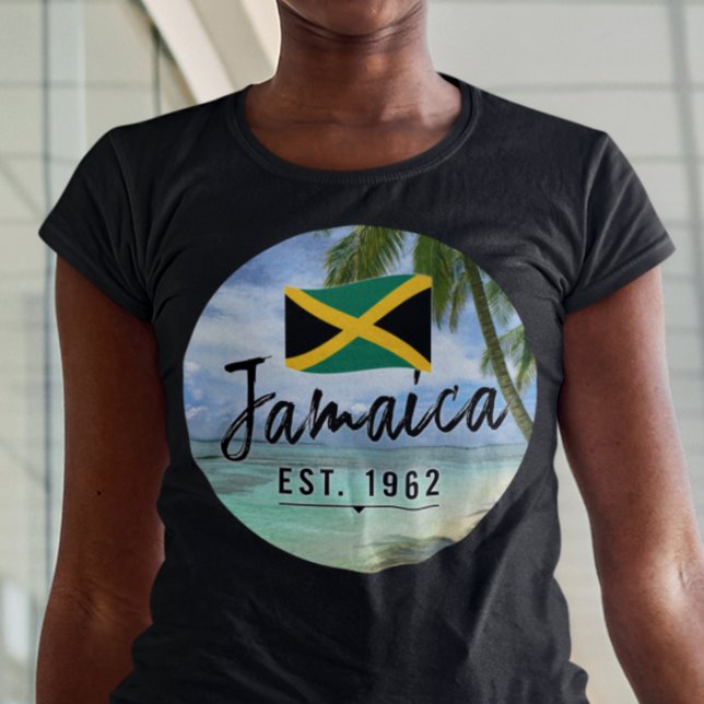 "Jamaica Est. 1962-tums persika med Jamaica Flagga T Shirt (Skapare uppladdad)