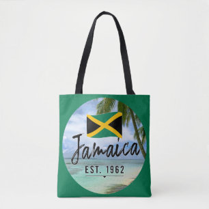 "Jamaica Est. 1962-tums persika med Jamaica Flagga Tygkasse