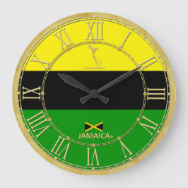 Jamaica Färg Guld Roman Numerals Modern Clock Stor Klocka