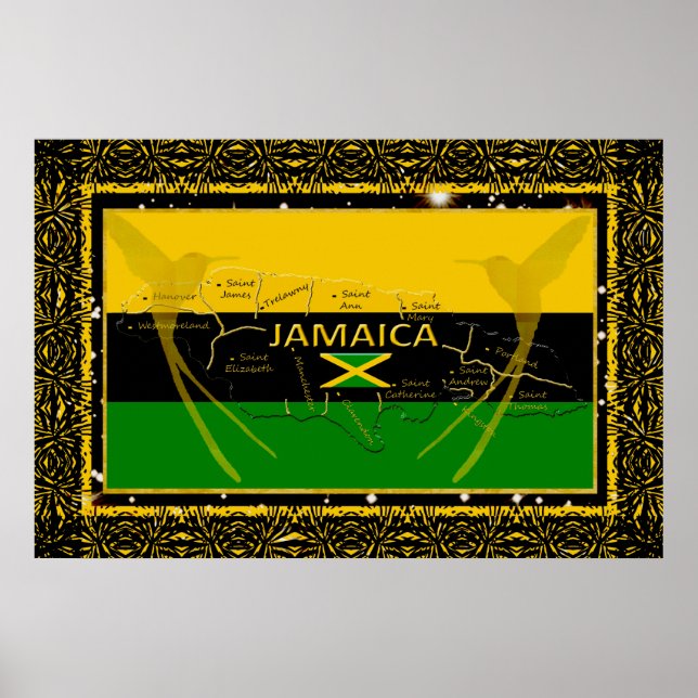 Jamaica Färg Parish Humming Bird Poster (Framsidan)