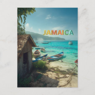 jamaica fiske stuga och båtar vykort