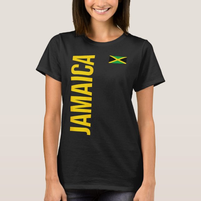 Jamaica Flag Athletic Soccer Footbyll Sports Jerse T Shirt (Framsida)