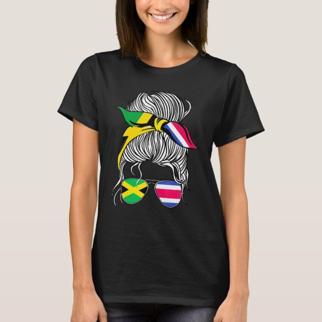 Jamaica Flag Costa Rica Grown Women Girl Country T Shirt (Framsida)