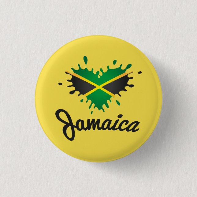 Jamaica Flag Island - Proud Jamaicans - Button Knapp (Framsida)