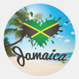 Jamaica Flag Island - Proud Jamaicans - Sticker Runt Klistermärke