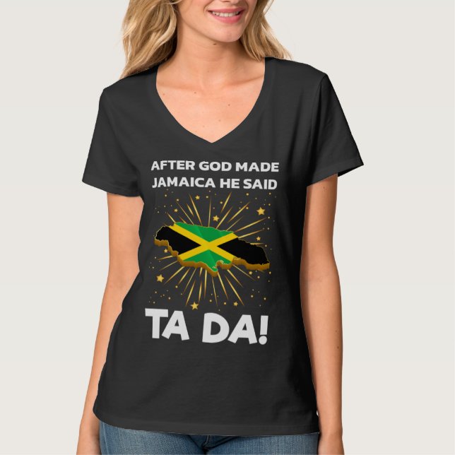 Jamaica Flag Map Jamaican T Shirt (Framsida)