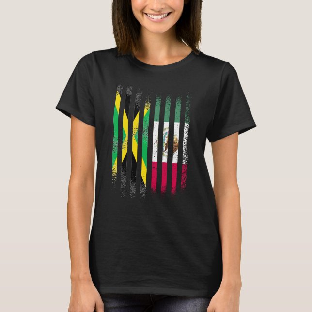 Jamaica Flag Mexico Grown Country Flags Stripes T Shirt (Framsida)