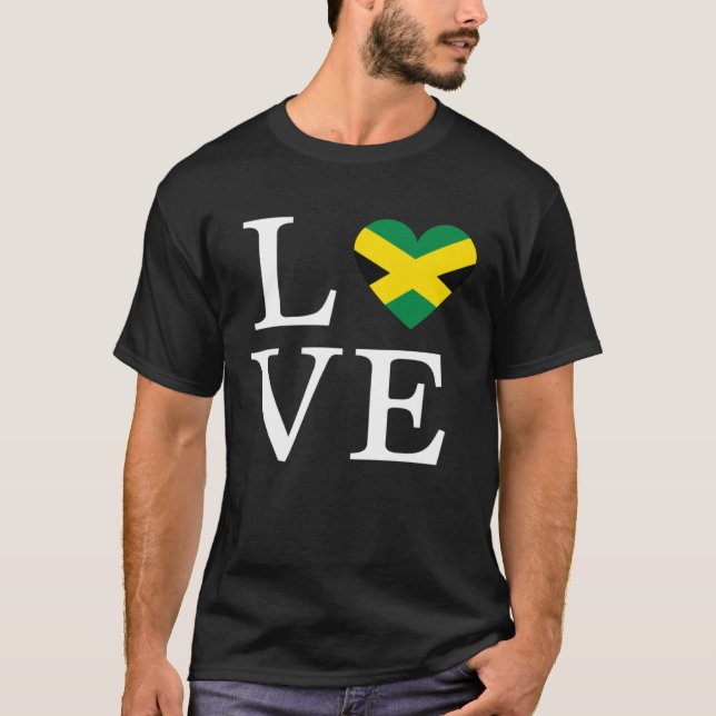 Jamaica Flagga Cute Travel Vacation och Karibien T Shirt (Framsida)