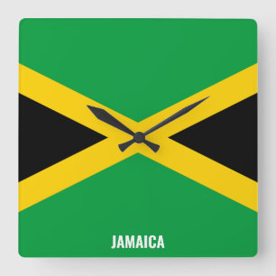 Jamaica Flagga Dazzling Patriotic Fyrkantig Klocka