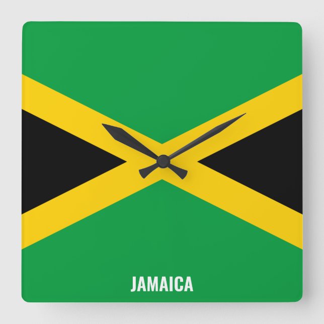 Jamaica Flagga Dazzling Patriotic Fyrkantig Klocka (Framsida)