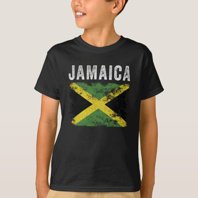 Jamaica Flagga Distress - Jamaican Flagga T Shirt (Framsida)