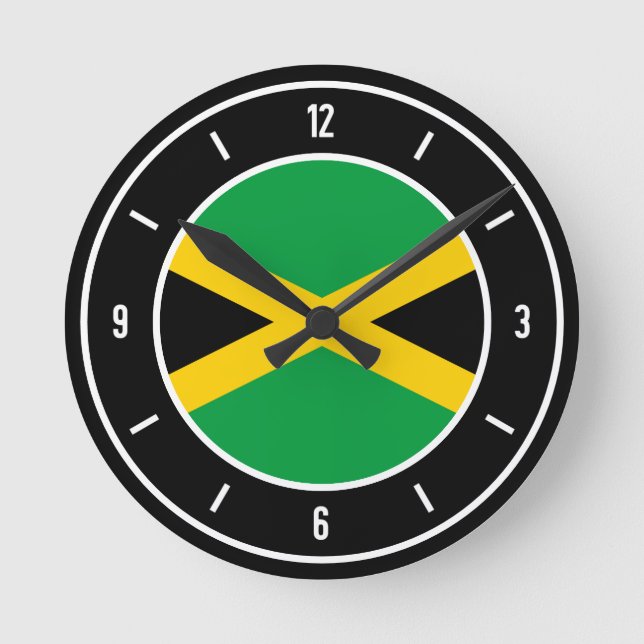 Jamaica Flagga Elegant Rund Klocka (Framsida)