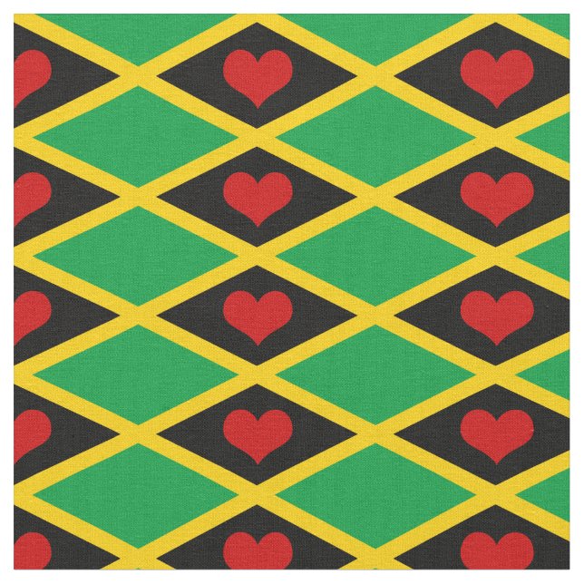 Jamaica Flagga Fabric & Heart mode /reggae Tyg (Närbild)
