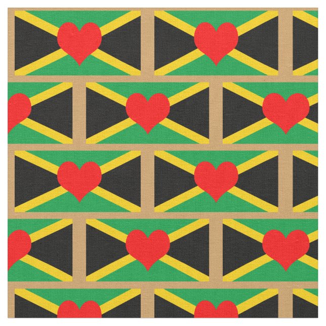 Jamaica Flagga Fabric & Heart, trendig mode/reggae Tyg (Närbild)