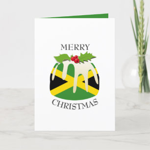 JAMAICA FLAGGA Festive Plum Pudding Jul Helgkort