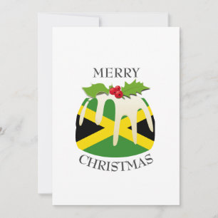 JAMAICA FLAGGA Festive Plum Pudding Jul Julkort