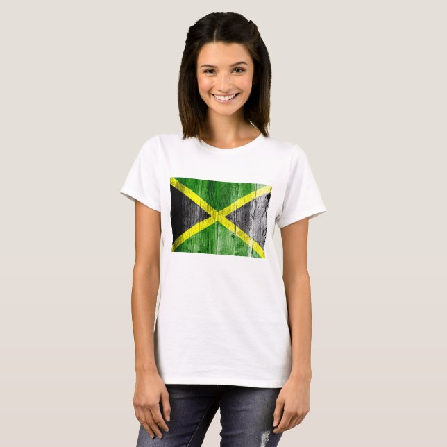 Jamaica Flagga Grungy Distress Board T Shirt (Hel framsida)