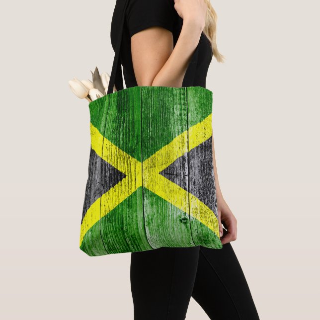 Jamaica Flagga Grungy Distress Board Tygkasse (Närbild)