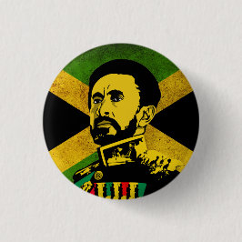 Jamaica Flagga - hAILE sELASSIE i - Rasta Button Knapp