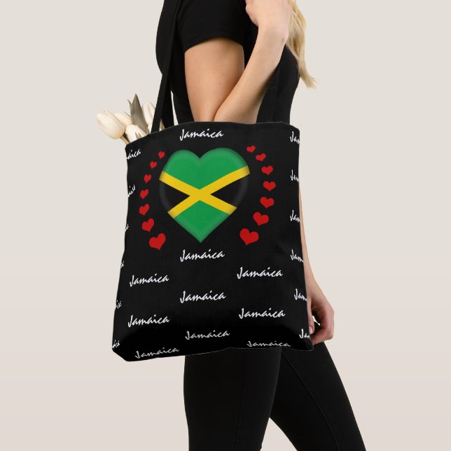 Jamaica Flagga & Heart, Jamaican Flagga mode /spor Tygkasse (Närbild)