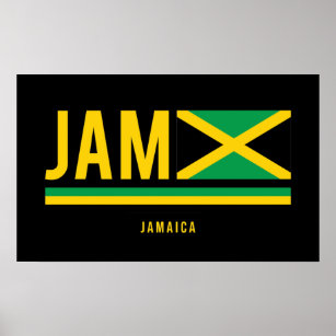 Jamaica Flagga ISO-kod Alfa 3 Design Poster