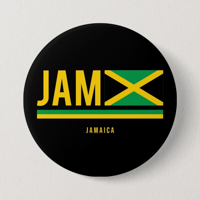 Jamaica Flagga ISO-kod Alpha 3 Design Knapp (Framsida)