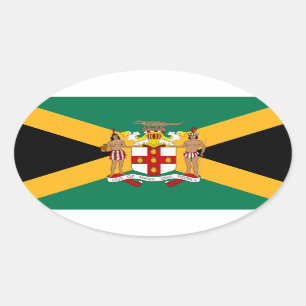 Jamaica Flagga/Jacka av Arm Ovalt Klistermärke