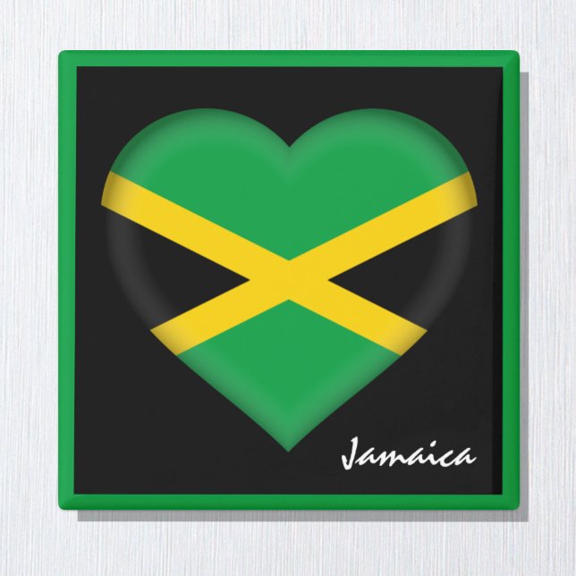 Jamaica flagga & Jamaican Heart, helgdag/sport Magnet (Skapare uppladdad)