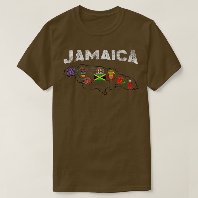 jamaica flagga jamaican karta Jamaican National Sy T Shirt (Design framsida)