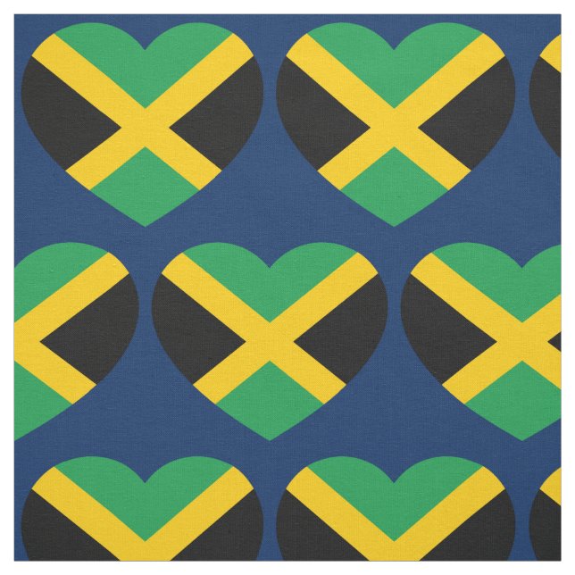 Jamaica Flagga Kärlek Heart Mönster Tyg (Provkarta)
