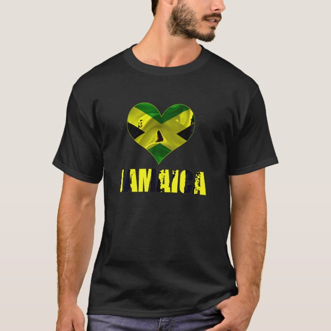 Jamaica Flagga Kärlek Heart Pride Gift T Shirt (Framsida)