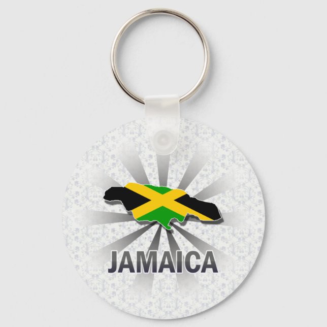 Jamaica Flagga Karta 2.0 Nyckelring (Framsida)