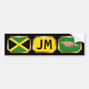 Jamaica Flagga Karta Code Bumper Sticker Bildekal