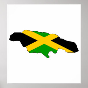 Jamaica Flagga Karta fullt storlek Poster
