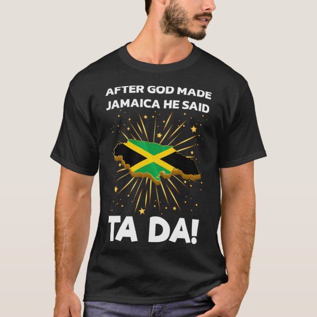 Jamaica Flagga Karta Jamaican T Shirt (Framsida)