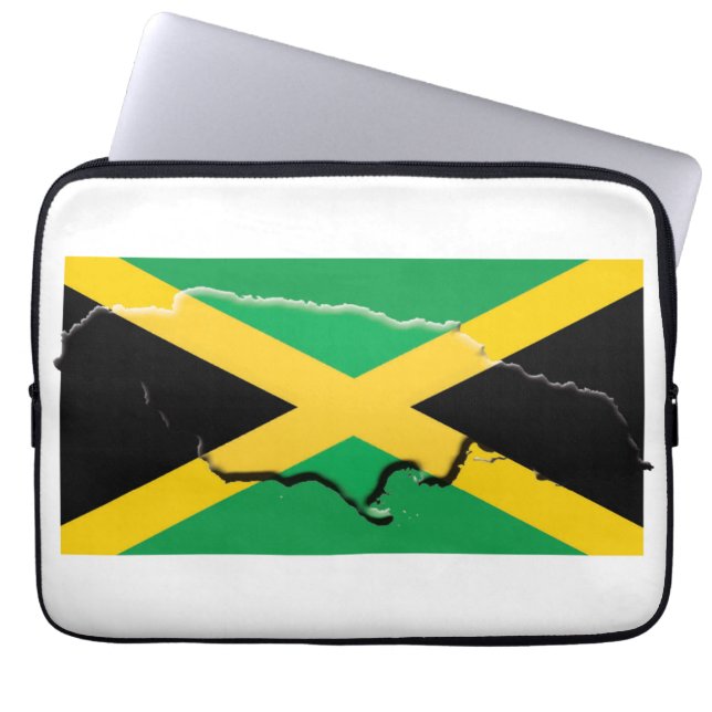 JAMAICA Flagga Karta Patriotisk Dator Laptop Fodral (Framsidan)